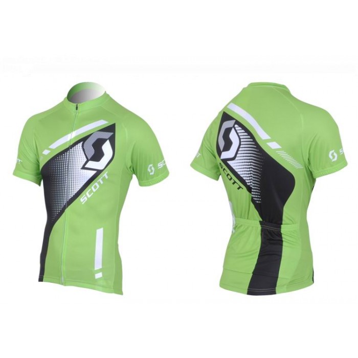 2013 Scott Racing Fahrradbekleidung Satz Fahrradtrikot Kurzarm Trikot und Kurz Trägerhose Grün Schwarz NZVN695