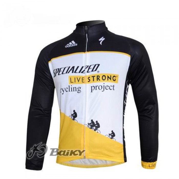 Specialized Livestrong Fahrradtrikot Langarm Weiß Schwarz Gelb CHCD388