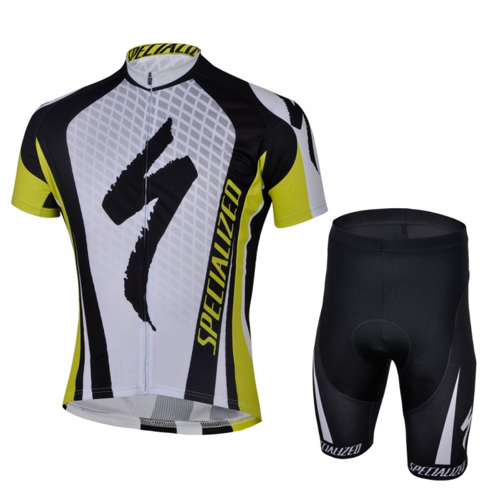 2013 Specialized Radtrikot Kurzarm und Kurz Radhose Kits Weiß Schwarz Gelb INZM210