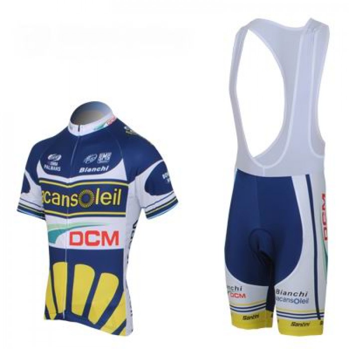 2013 Vacansoleil-DCM Pro Team Fahrradbekleidung Satz Fahrradtrikot Kurzarm Trikot und Kurz Trägerhose Blau NXQL762