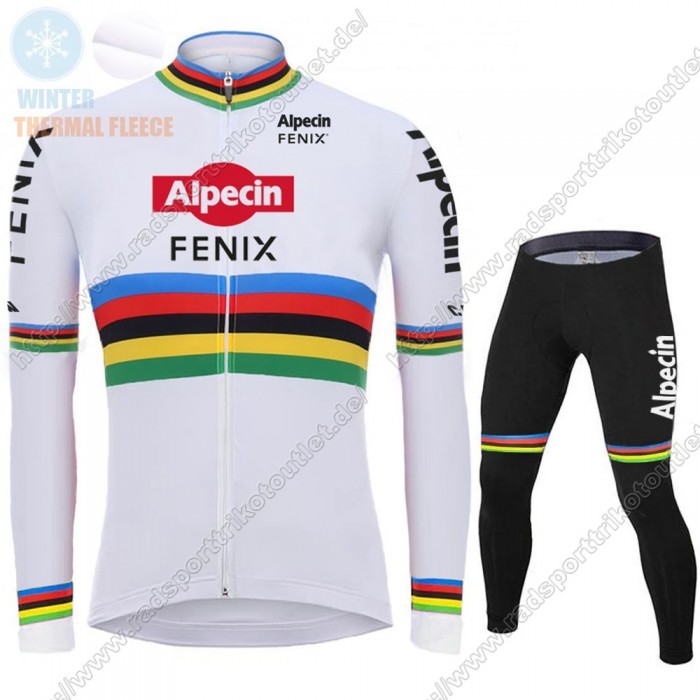 Profiteams Winter 2021 Alpecin Fenix World Champion Weiß Radsport Fahrradbekleidung Trikot Langarm+Lang Trägerhose ZUUYL