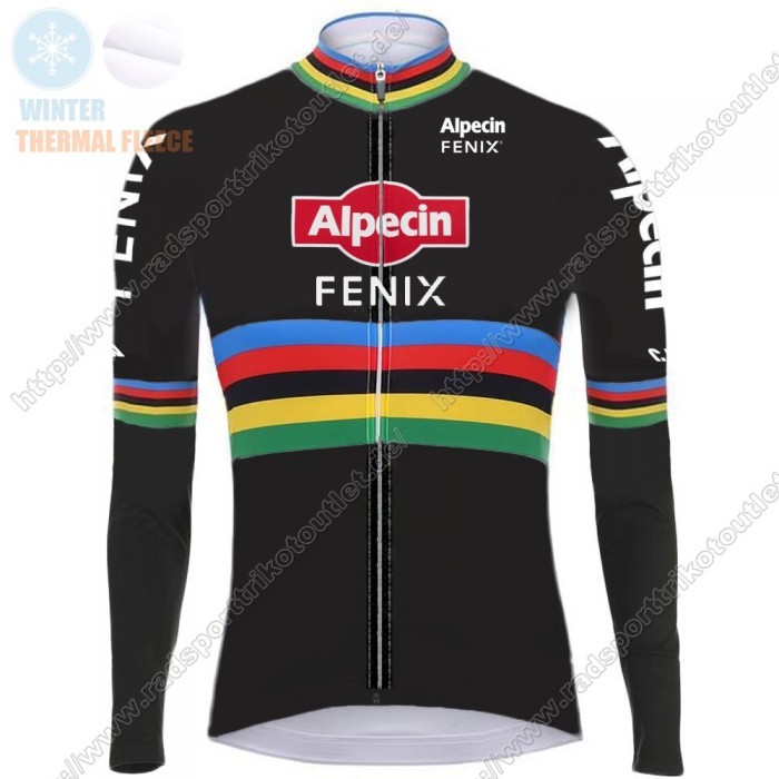 Profiteams Winter 2021 Alpecin Fenix World Champion Schwarz Radsport Trikot Langarm NLQHS