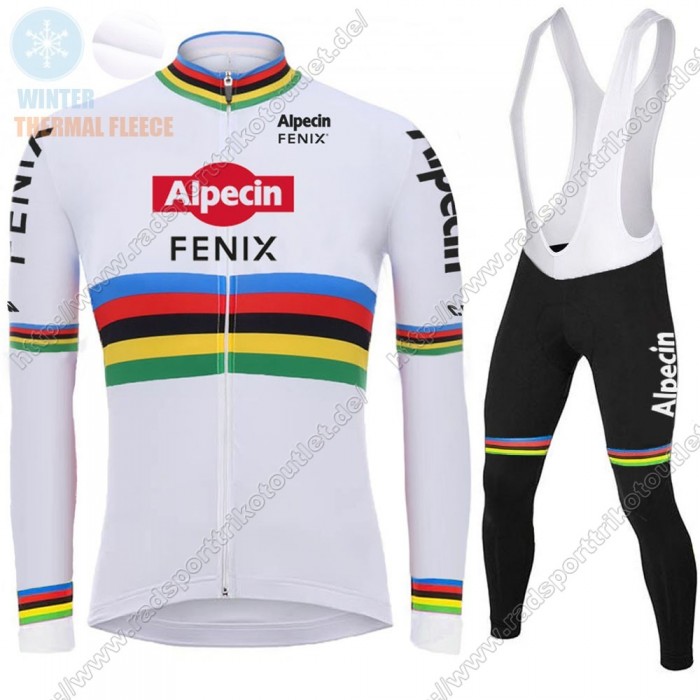 Profiteams Winter 2021 Alpecin Fenix World Champion Weiß Radsport Fahrradbekleidung Trikot Langarm+Lang Trägerhose OXHNU