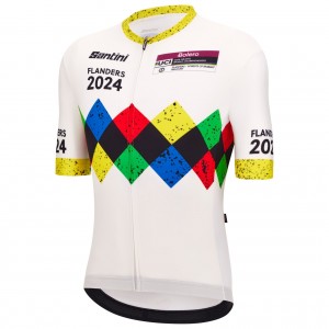 Bekleidung Herren Santini UCI Gravel Weltmeisterschaft trikot Flandern 2024-Weiss
