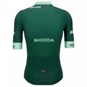 Bekleidung Herren Trikot Santini Grün Tour de France 2025 Offiziell