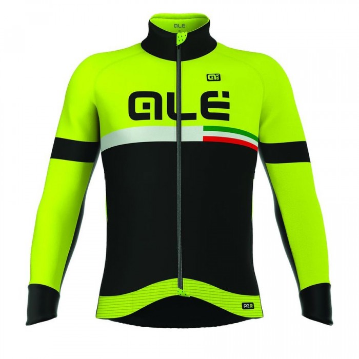 2016 ALE TIRRENO Radtrikot Langarm-Schwarz GELB FLUO CQHP353