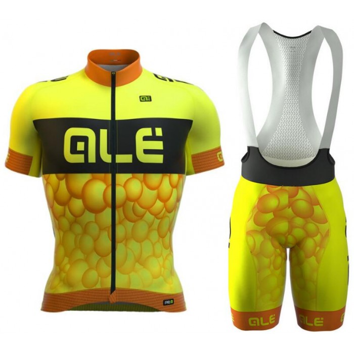 2016 Ale Graphics PRR New Bubbles gelbs Fluo Fahrradbekleidung Satz Fahrradtrikot Kurzarm Trikot und Kurz Trägerhose MKSH807