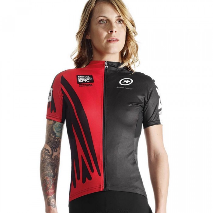 2016 Assos schwarz rot Radtrikot Kurzarm Damen RLRC258