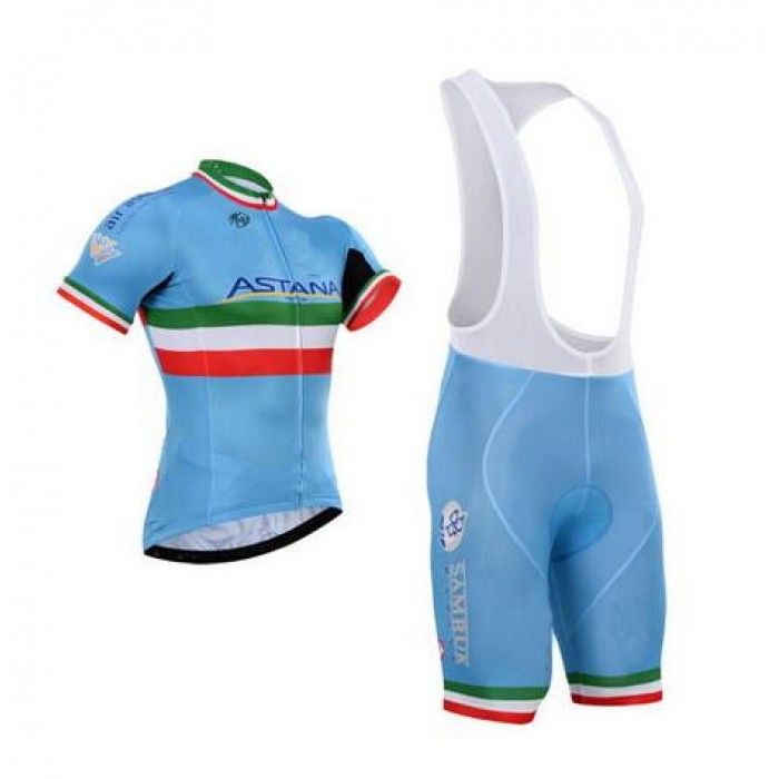 2016 Astana Fahrradbekleidung Satz Fahrradtrikot Kurzarm Trikot und Kurz Trägerhose QVJO253