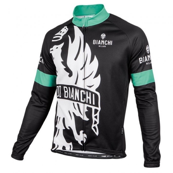2016 Bianchi Milano Sorisole Schwarz-Grün Radtrikot Langarm ISAX348
