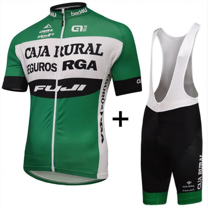 2016 Caja Rural Fahrradbekleidung Satz Fahrradtrikot Kurzarm Trikot und Kurz Trägerhose OJQH486