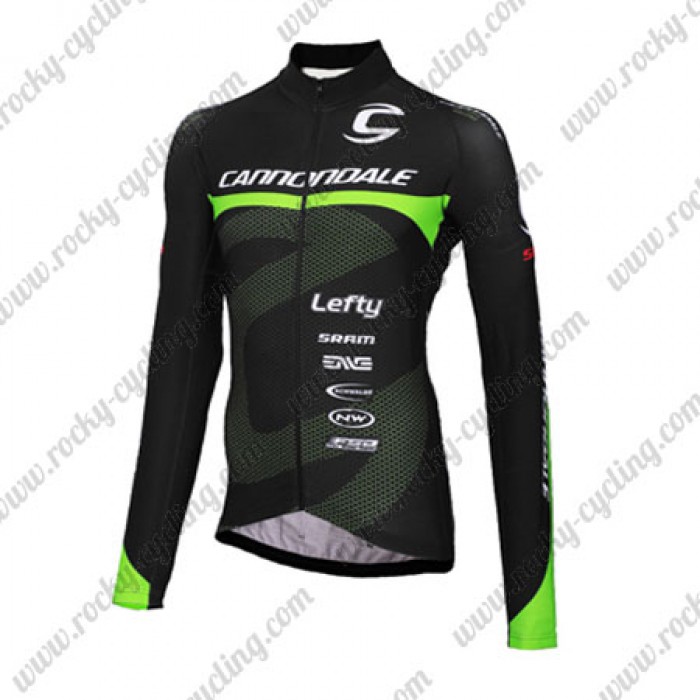 2016 Team Cannondale Winter Fahrradtrikot Langarm Schwarz Grün QXCV999