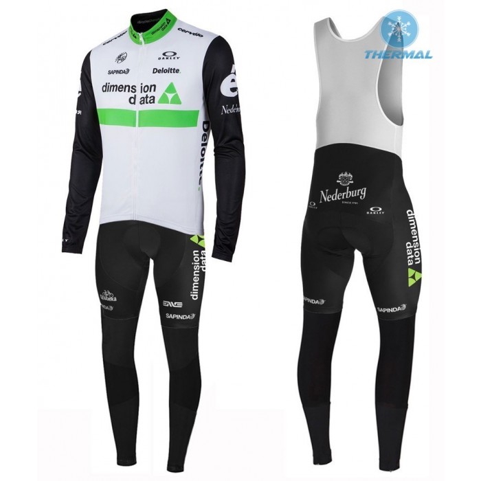 2016 Team Dimension Date Weiß thermisch Fahrradbekleidung Satz Radtrikot Langarm+Lang Trägerhose ABPB638