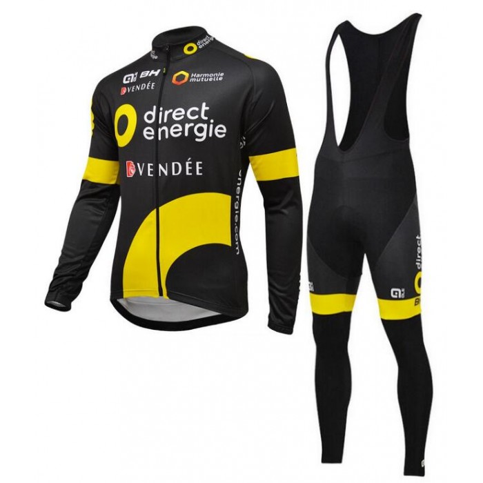 2016 Direct Energie Fahrradbekleidung Radtrikot Satz Langarm und Lange Trägerhose GCOX834