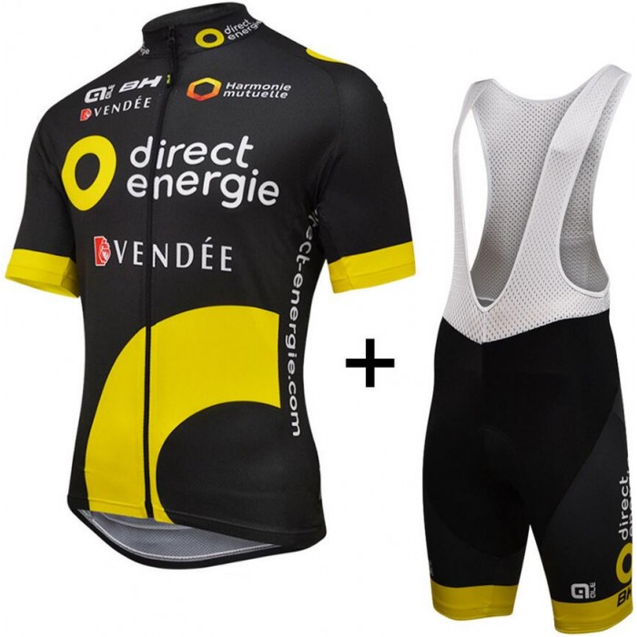 2016 Direct Energie Fahrradbekleidung Satz Fahrradtrikot Kurzarm Trikot und Kurz Trägerhose UNKQ273