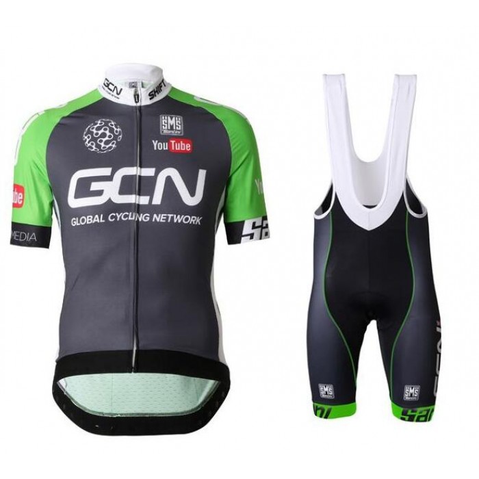 2016 GCN Grün Fahrradbekleidung Satz Fahrradtrikot Kurzarm Trikot und Kurz Trägerhose SCYR759