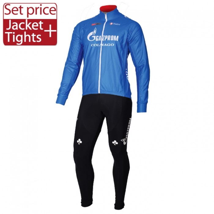 2016 GAZPROM-RUSVELO Team Fahrradbekleidung Satz Radtrikot Langarm und Lange Radhose MRFT141