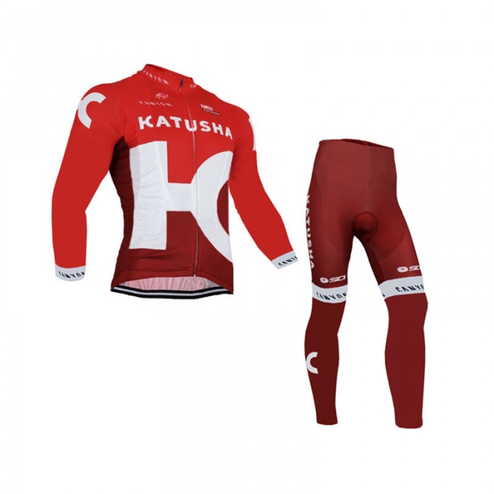 2016 Katusha Fahrradbekleidung Radtrikot Satz Langarm und Lange Fahrradhose YJWF749