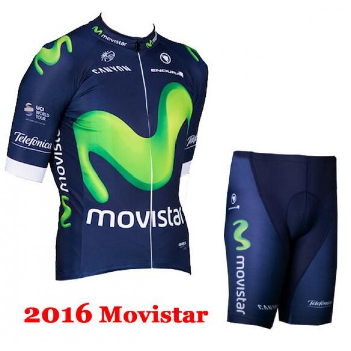 2016 Movistar Radbekleidung Radtrikot Kurzarm und Fahrradhosen Kurz CWSE917