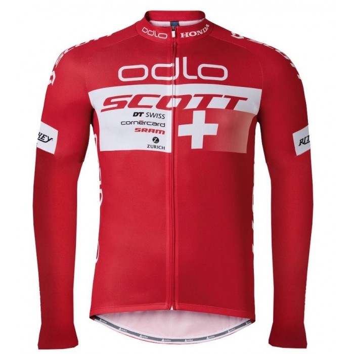 2016 Scott ODLO Team Rot Radtrikot Langarm FJGA169