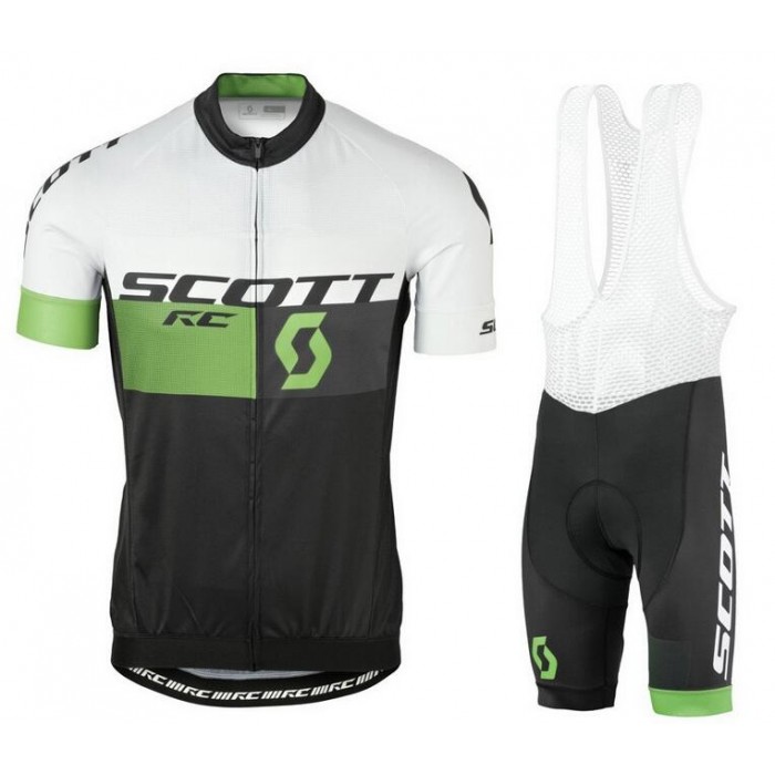 2016 Scott RC Grün Fahrradbekleidung Satz Fahrradtrikot Kurzarm Trikot und Kurz Trägerhose BVDM292