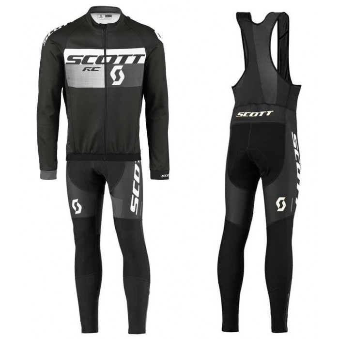 2016 Scott RC Schwarz-Grau Fahrradbekleidung Satz Radtrikot Langarm+Lang Trägerhose CGRS582