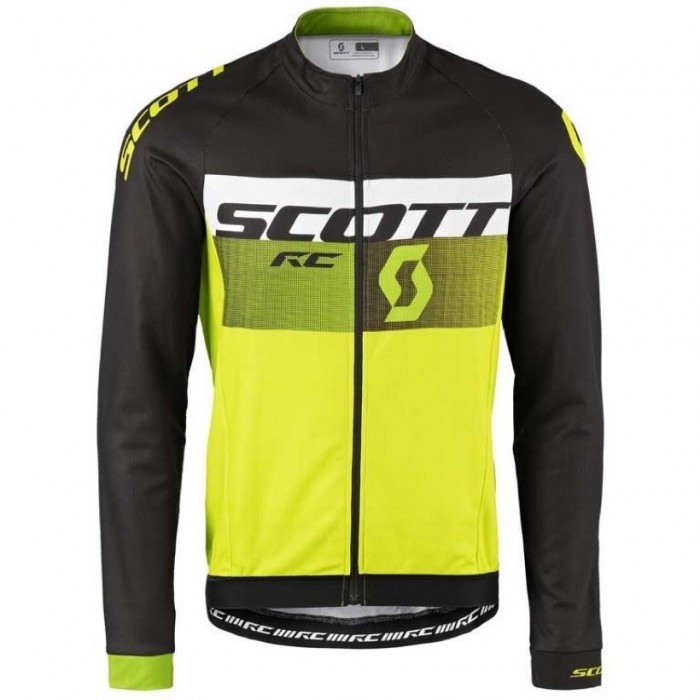 2016 Scott RC Schwarz-Weiß-Grün Fluo Radtrikot Langarm FQBI696