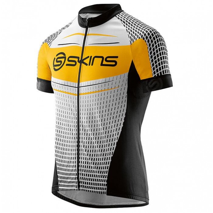 2016 Skins Promo Radtrikot Kurzarm schwarz Weiß gelb WVOW917