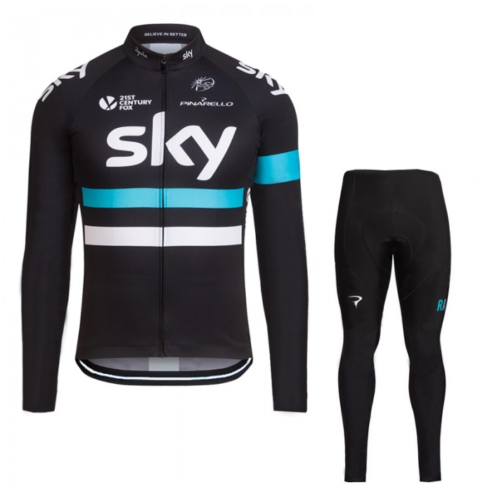 2016 Sky Fahrradbekleidung Radtrikot Satz Langarm und Lange Fahrradhose KUJK596