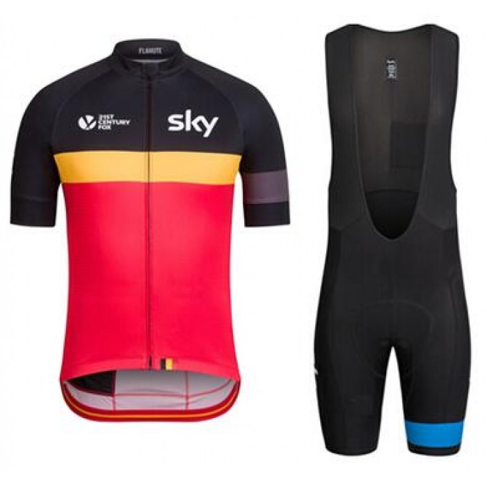 2016 SKY Belgium Fahrradbekleidung Satz Fahrradtrikot Kurzarm Trikot und Kurz Trägerhose KWJE750