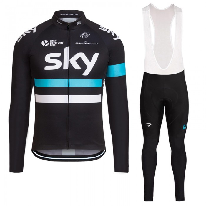 2016 Sky Fahrradbekleidung Radtrikot Satz Langarm und Lange Trägerhose TAQO137