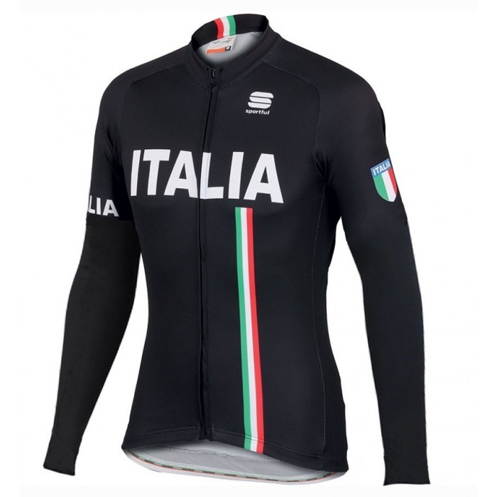 2016 Sportful Italy IT Schwarz Radtrikot Langarm IDEV206