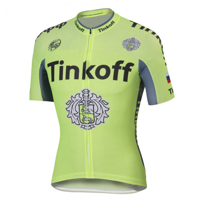 2016 Tinkoff Saxo Bank Fluo Light Green Radtrikot Kurzarm PHAE607