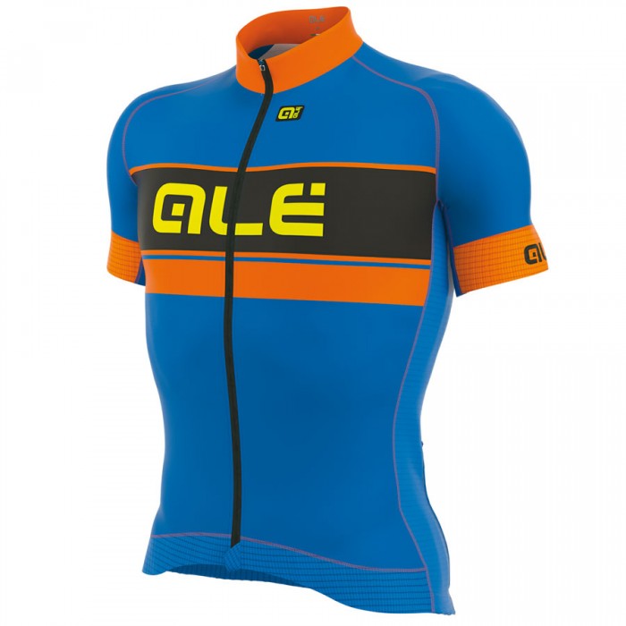 2017 Ale Graphics PRR Bermuda Radtrikot Kurzarm Blau Orange Fluo 600GBVF