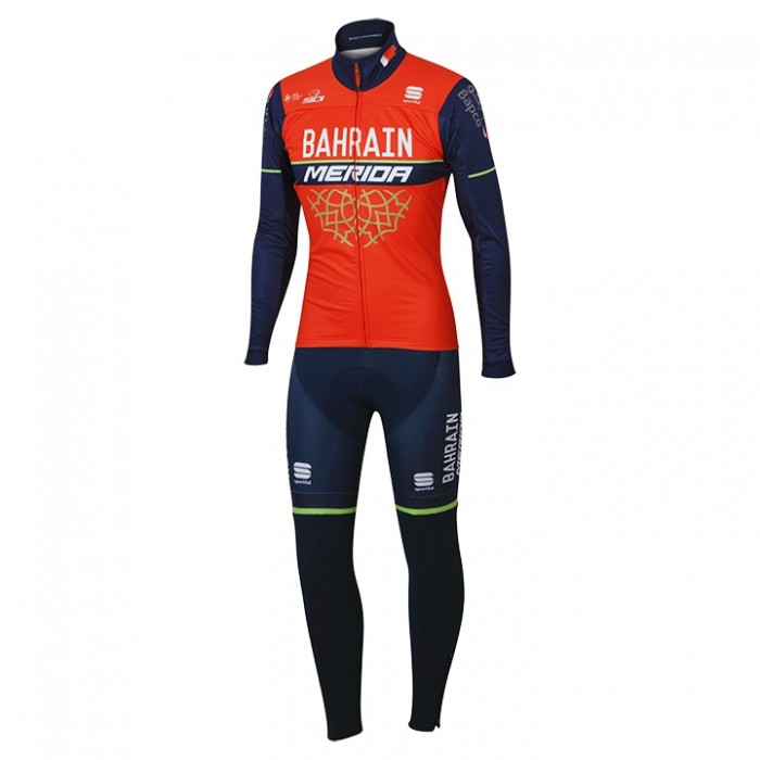 BAHRAIN-MERIDA Fahrradbekleidung Satz Radtrikot Langarm+Lang Radhose 2017 449AUOT