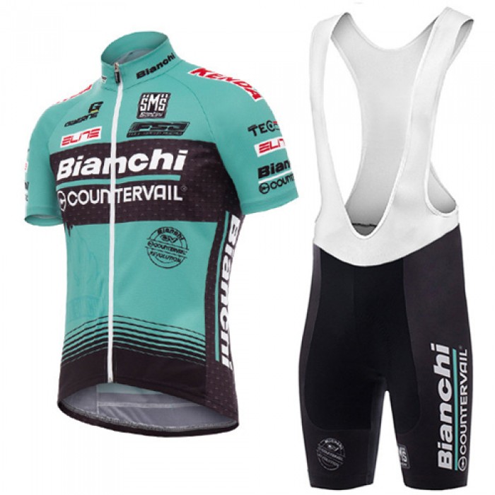 2017 Bianchi Countervail Fahrradbekleidung Satz Radtrikot Kurzarm+Kurz Trägerhose 849USCQ