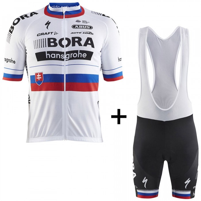 BORA Hansgrohe Pro Team 2017 Champion Slovaque Fahrradbekleidung Satz Radtrikot Kurzarm+Kurz Trägerhose 348UHCB