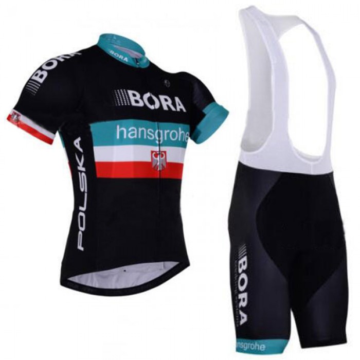 2017 BORA Hansgrohe POLAND Fahrradbekleidung Satz Radtrikot Kurzarm+Kurz Trägerhose 436SIKF