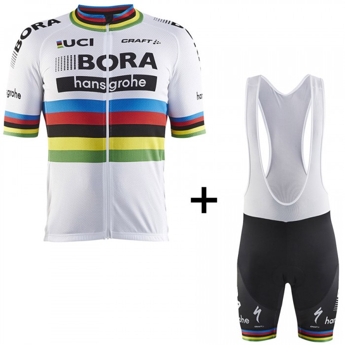 BORA Hansgrohe Pro Team 2017 UCI World Champion Fahrradbekleidung Satz Radtrikot Kurzarm+Kurz Trägerhose 454USBV