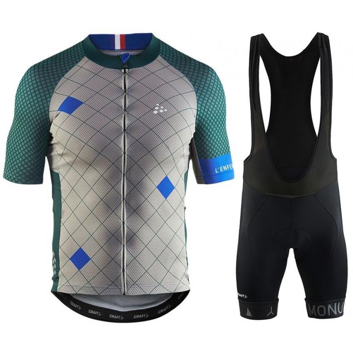 CRAFT MONUMENTS Lenfer Du Nord 2017 Fahrradbekleidung Satz Radtrikot Kurzarm+Kurz Trägerhose 431XNAK