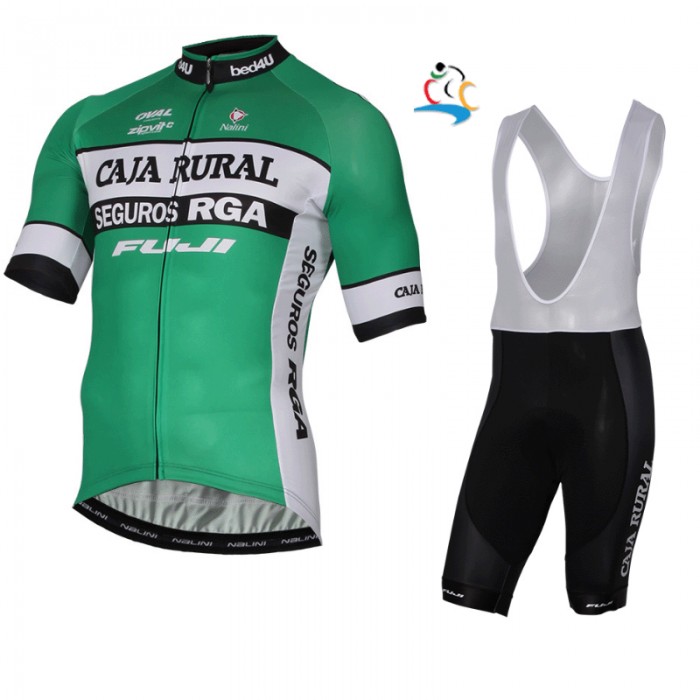 2017 Caja Rural Fahrradbekleidung Satz Radtrikot Kurzarm+Kurz Trägerhose 936FBHP