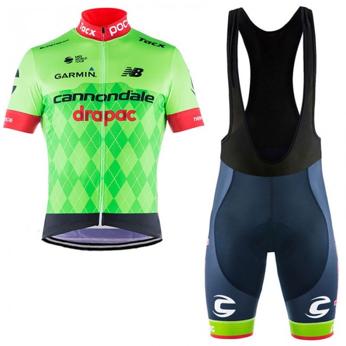 2017 Cannondale Drapac Team Fahrradbekleidung Satz Radtrikot Kurzarm+Kurz Trägerhose Schwarz 998TOMX