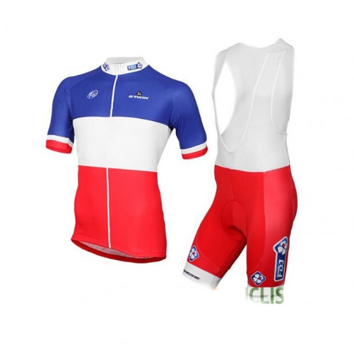 FDJ 2017 Fahrradbekleidung Satz Radtrikot Kurzarm+Kurz Trägerhose 603IIDX