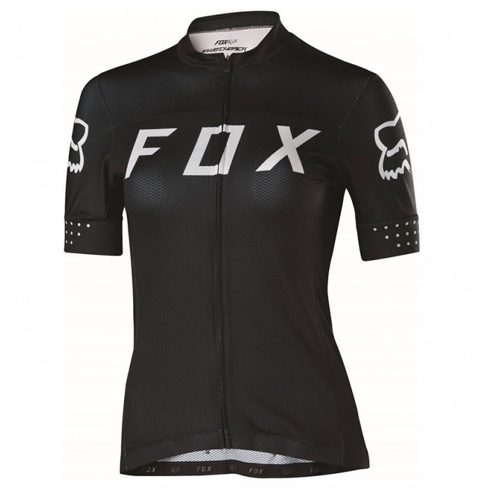 2017 Team FOX Damen Schwarz Weiß Radtrikot Kurzarm 715CCJL