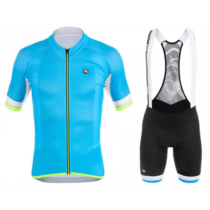 2017 Giordana Silber Line Blau Fahrradbekleidung Satz Radtrikot Kurzarm+Kurz Trägerhose 463ABHX