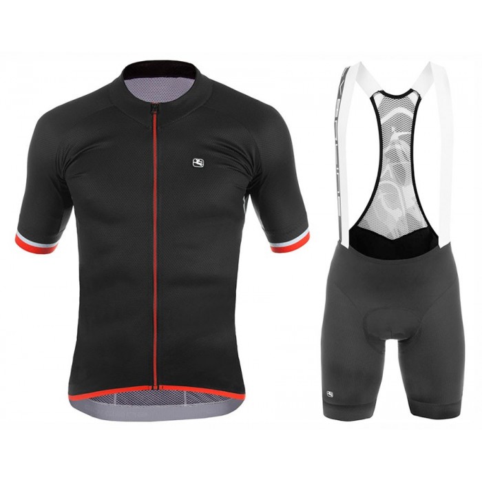 2017 Giordana Silber Line Schwarz-Rot Fahrradbekleidung Satz Radtrikot Kurzarm+Kurz Trägerhose 957VNJR