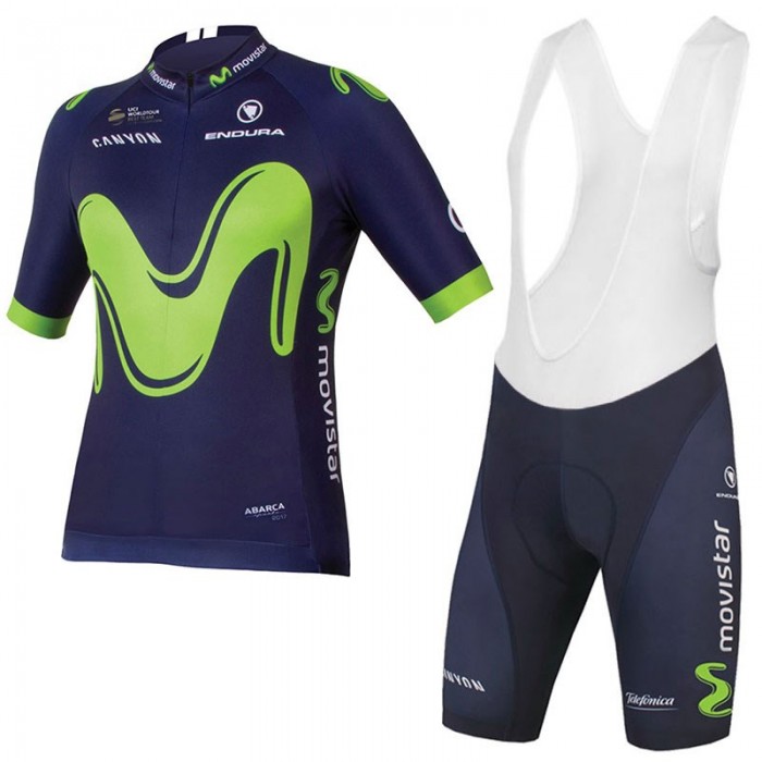 2017 Movistar Fahrradbekleidung Satz Radtrikot Kurzarm+Kurz Tr 171IGMC