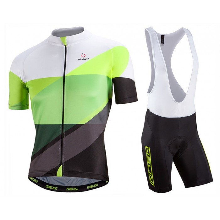 2017 Nalini PRO Campione Weiß-Vert Fahrradbekleidung Satz Radtrikot Kurzarm+Kurz Trägerhose 722LDNF