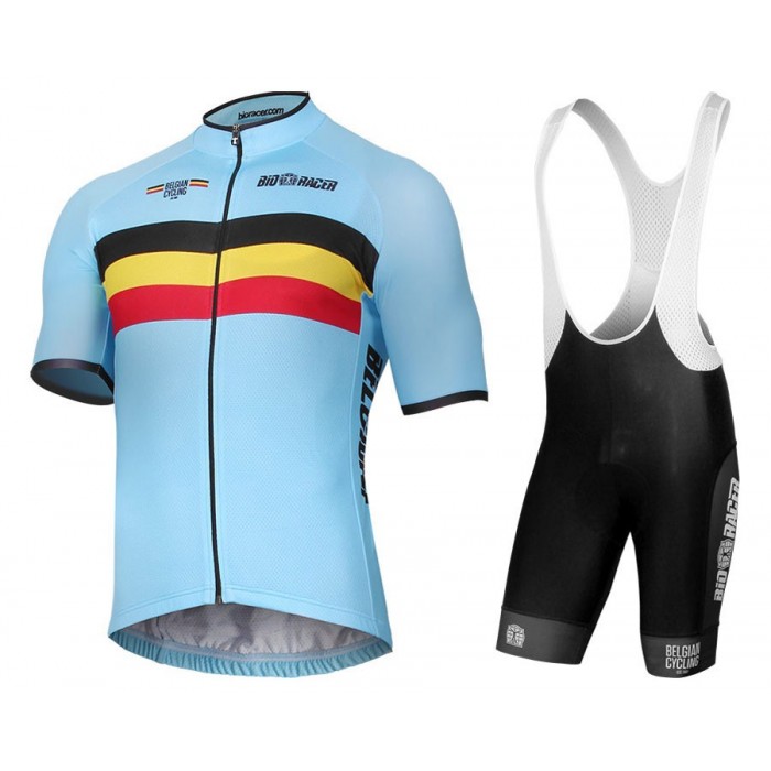 2017 Belgique National Team Fahrradbekleidung Satz Radtrikot Kurzarm+Kurz Trägerhose 912ULLS