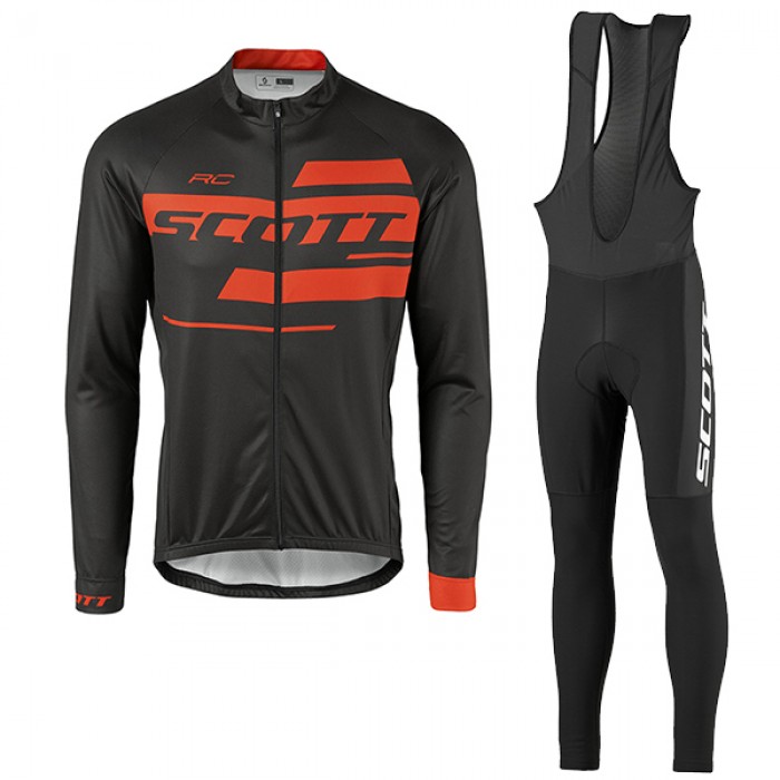 2017 Scott Rc Schwarz-Rot Fahrradbekleidung Satz Radtrikot Langarm+Lang Trägerhose 222JYSY